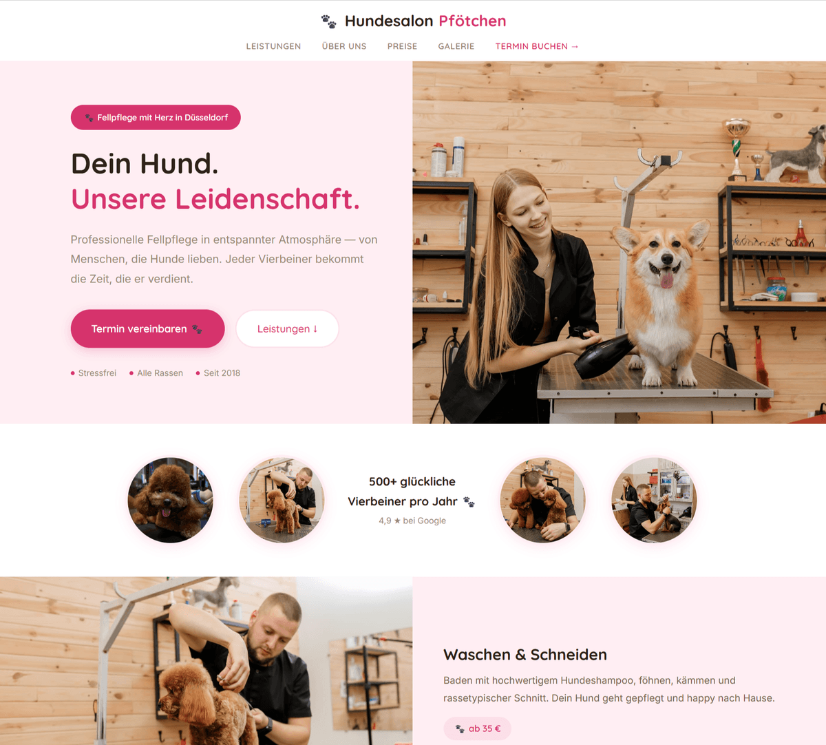 Screenshot: Hundesalon Pfötchen